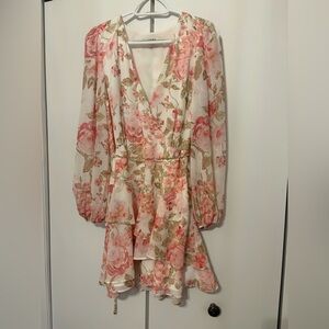 Ever New Cream Blouse with Subtle Pink Floral Detail